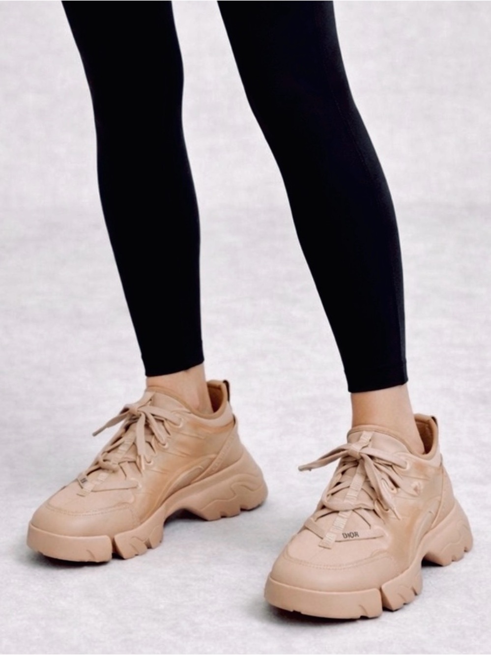 Authentic Christian Dior Women's Size 36.5 D-Connect Sneaker Nude Technical Fabr